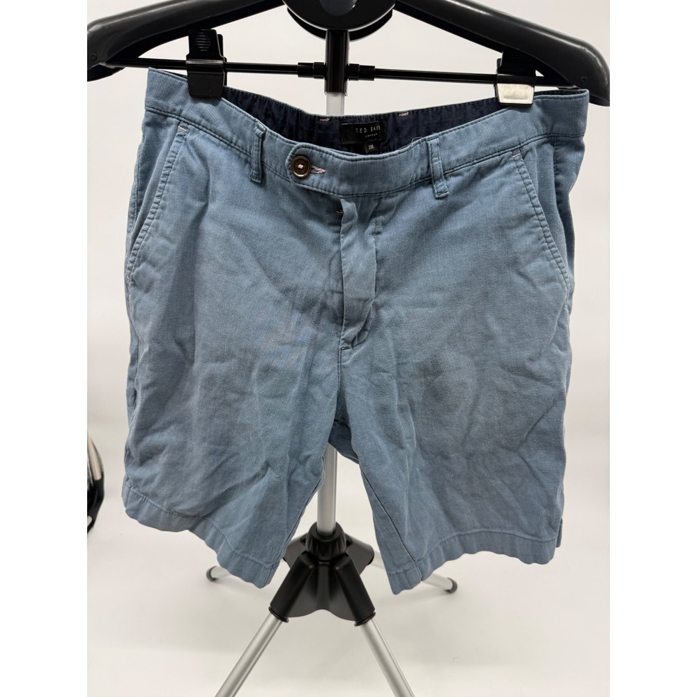 Ted Baker London Men's 31R Blue Textured Chino Shorts Cotton Stretch Casual